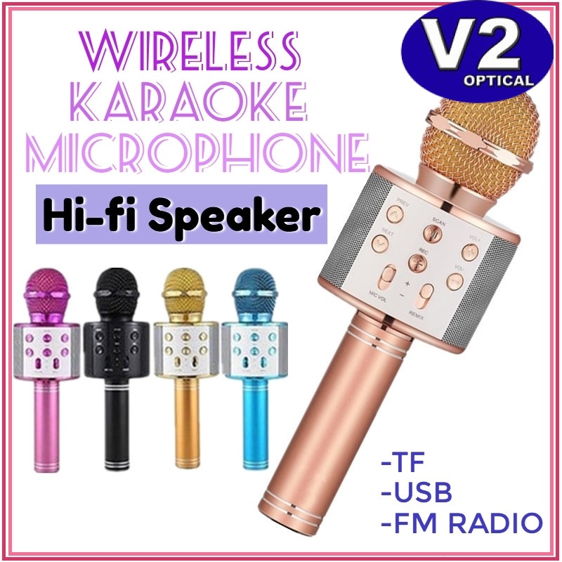 WS858 Wireless Portable Microphone Karaoke Bluetooth KTV Music Singing USB Speaker Player Hifi Handheld Mic Loudspeaker