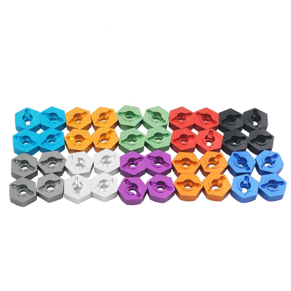 Set 4 Mozzi Esagonali Ruota Alluminio Rosso 12mm Per Auto RC Scala 1:10 – N22306