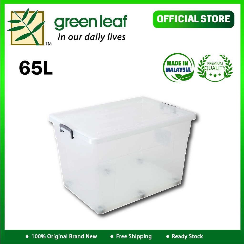 Greenleaf Transparent Series Storage Box 65L With 6 Wheels  (63cm x 44.5cm x 38.5cm) - 1 pcs