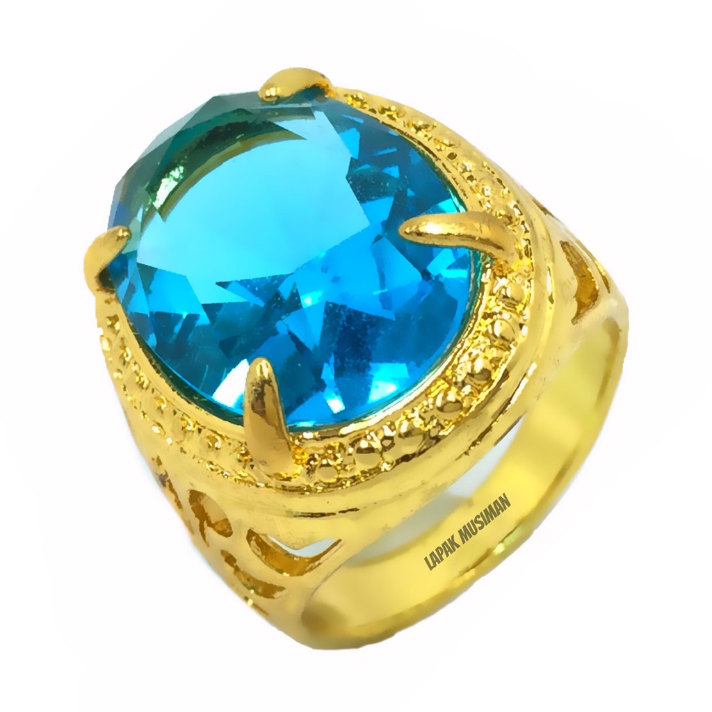 Men S Ring Stone Swiss Blue Topas Shopee Malaysia