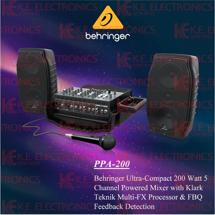 Behringer PPA200 200Watt 5Channel Powered Mixer with