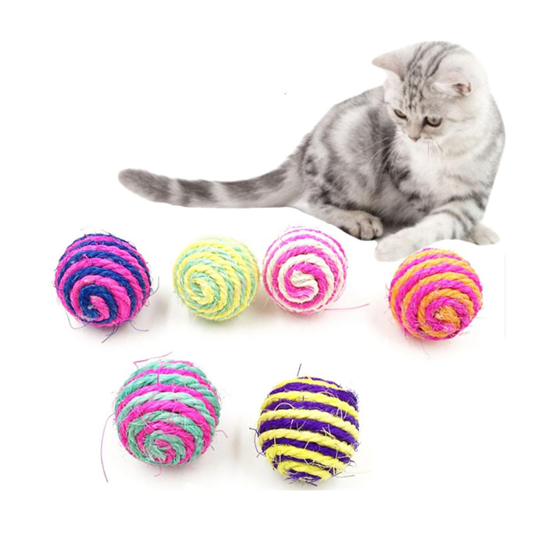 Pet Dog Cat Kitten Teaser Playing Chew Rattling Sound Toys Rope Ball 1PC/ 