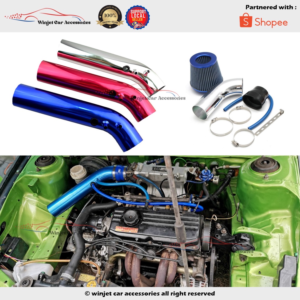 Universal Aluminum 76mm Air Filter Intake Pipe Hose With Filter For