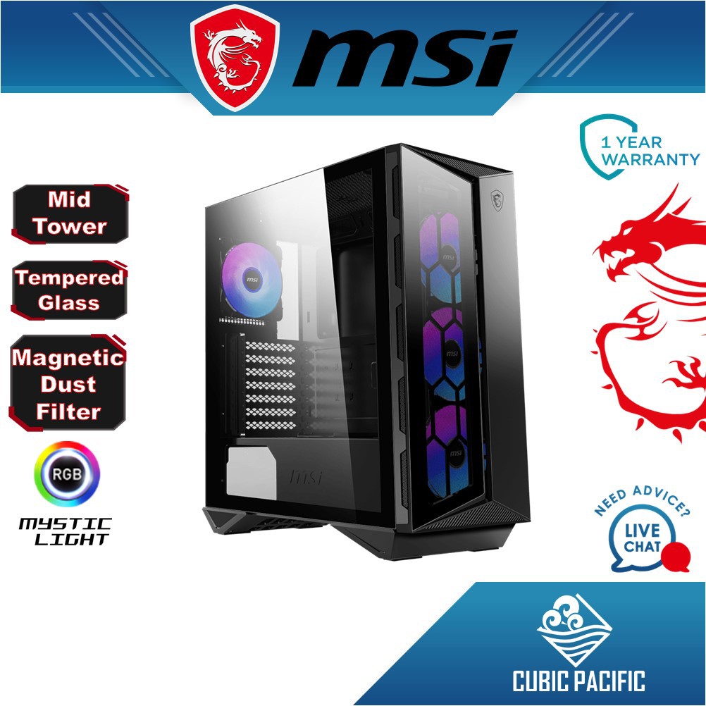 Msi Mpg Gungnir 110r Rgb Mid Tower Atx Gaming Cpu Desktop Casing With 