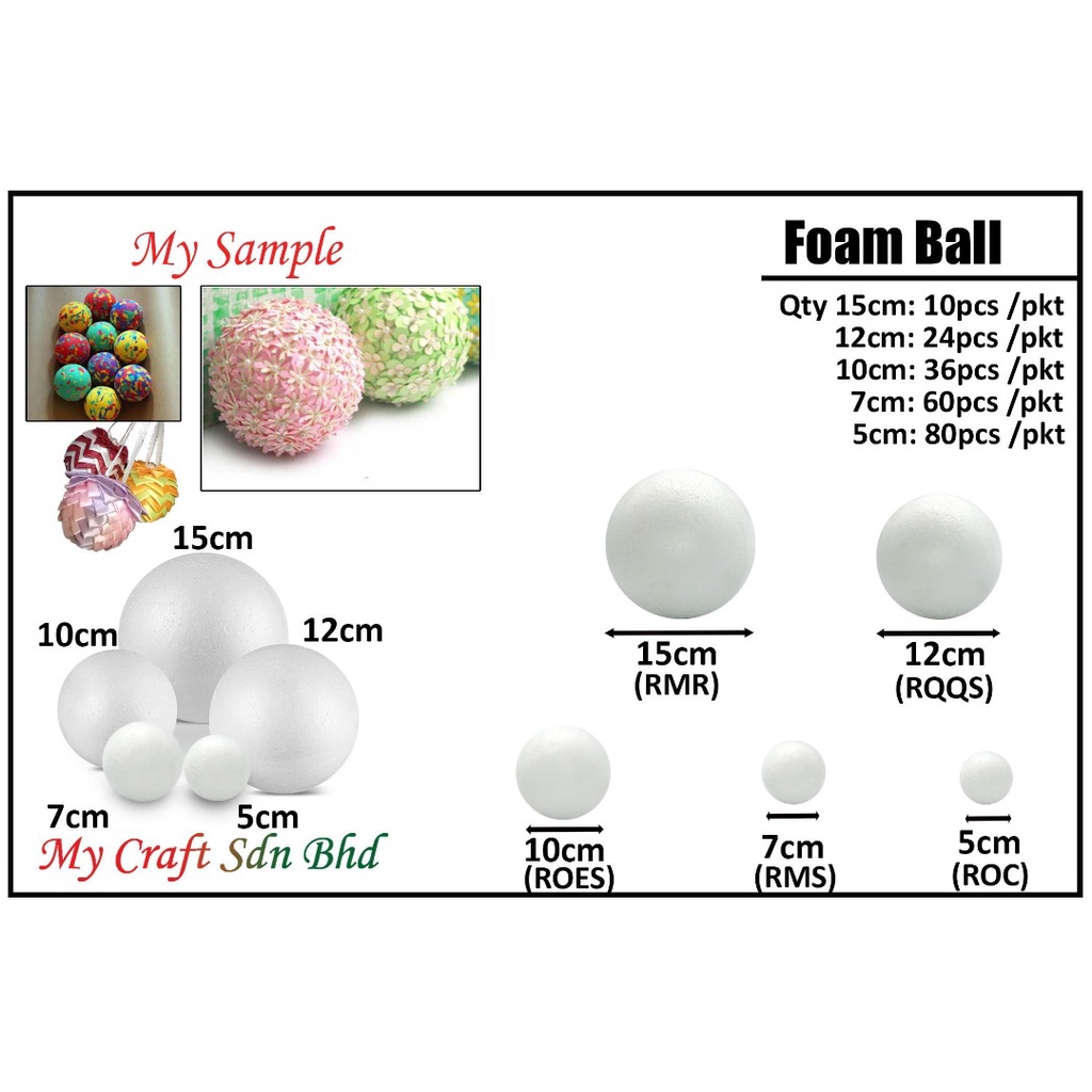 [Ready Stock] Ball Foam Gabus Bulat Styrofoam Balls Polistyrene