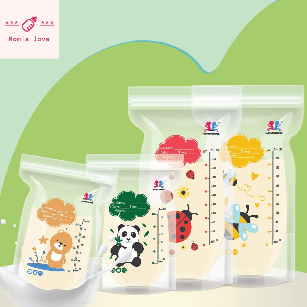 [Mom's love] (30 Pcs) 5oz/8oz MOMO HOUSE Double Ziplock Breastmilk Storage Bag Breast Milk (New Design)