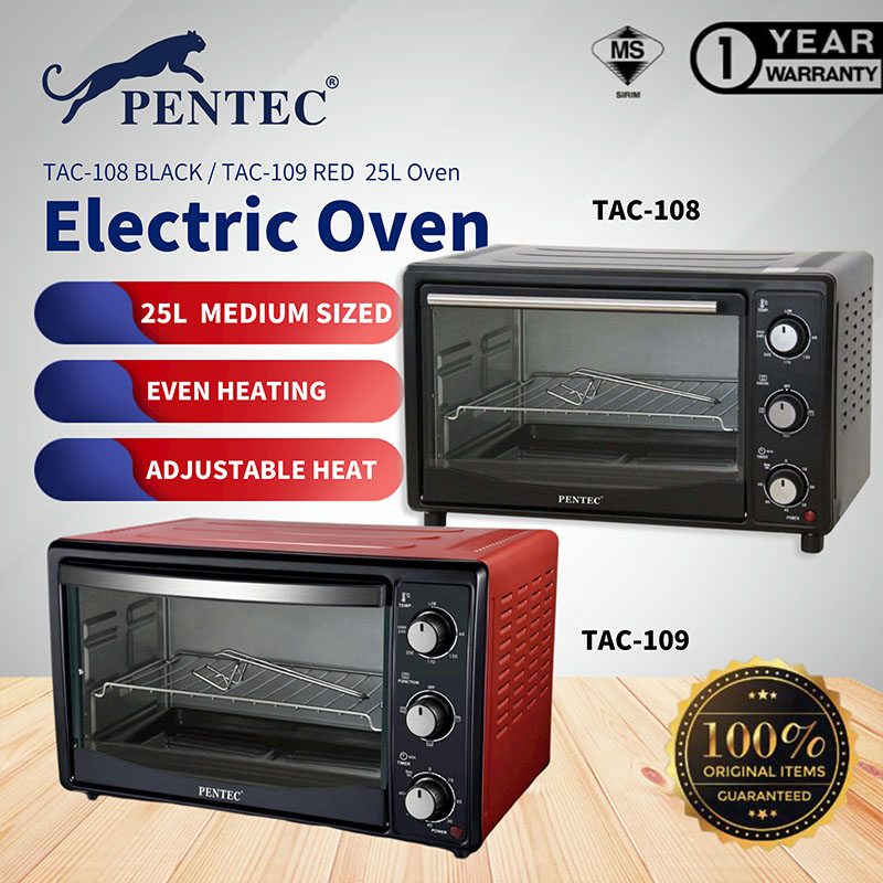 PENTEC Oven TAC-108/TAC-109 1500W Pizza Toast Power and Heating Indicator Light Auto Shut Off function Up Heat Down Heat