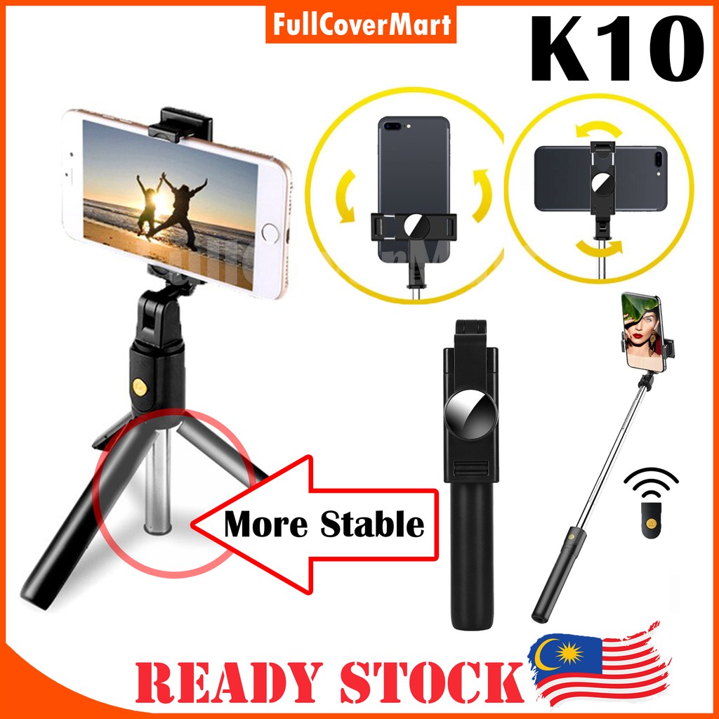 [Ready Stock]K07 / K10 360 Bluetooth Selfie Stick Integrated 3 in 1