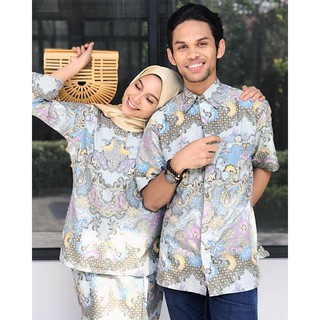  Baju  Batik  Couple Sedondon Cotton Premium Biru Shopee 