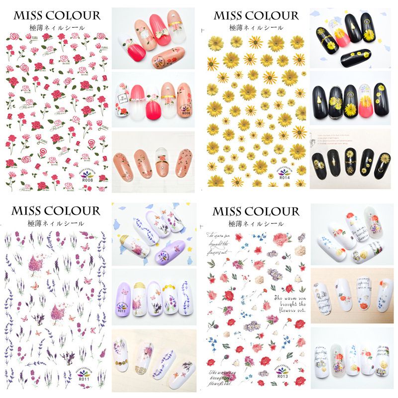 New Flower Japanese ultra-thin adhesive blue and white porcelain ink painting, Chinese style nail stickers