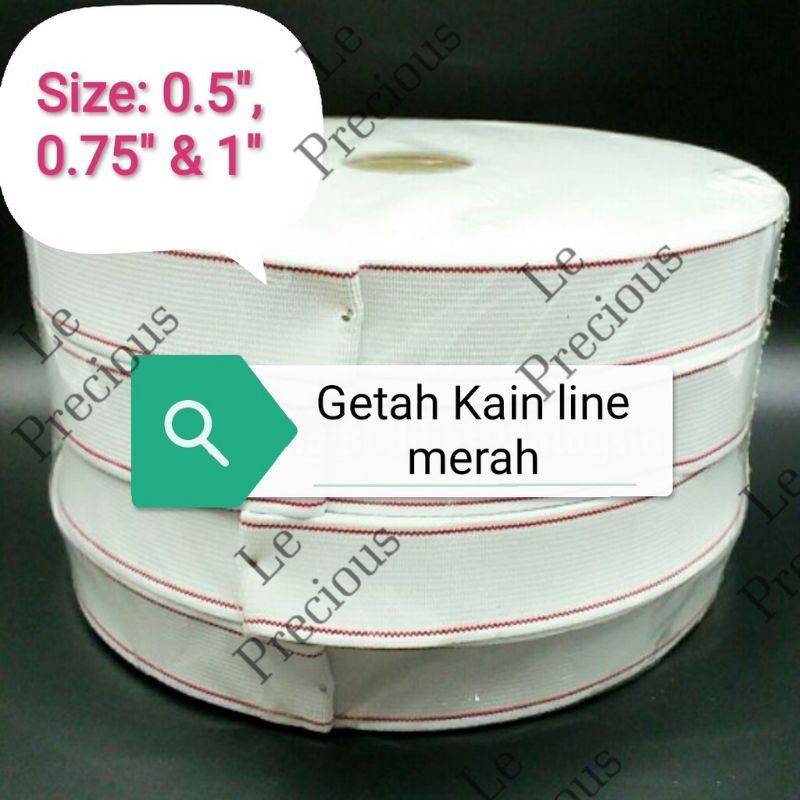 Getah Elastic Pinggang Kain 20yds line merah Getah Lastik