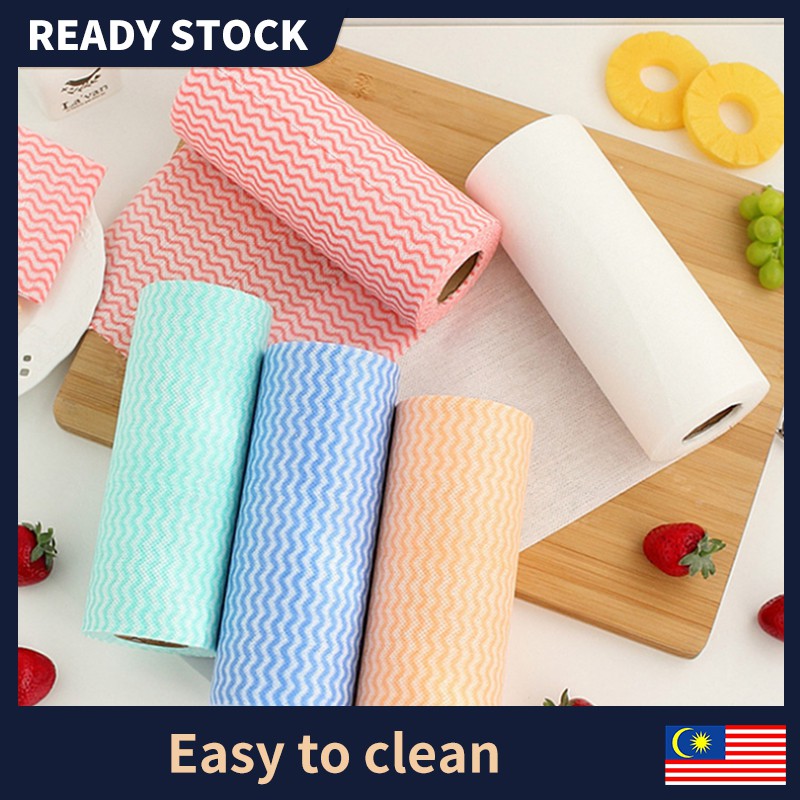 🔥READY STOCK🔥50 pieces Roll Cleaning Cloths Lazy Rags Dry Washable