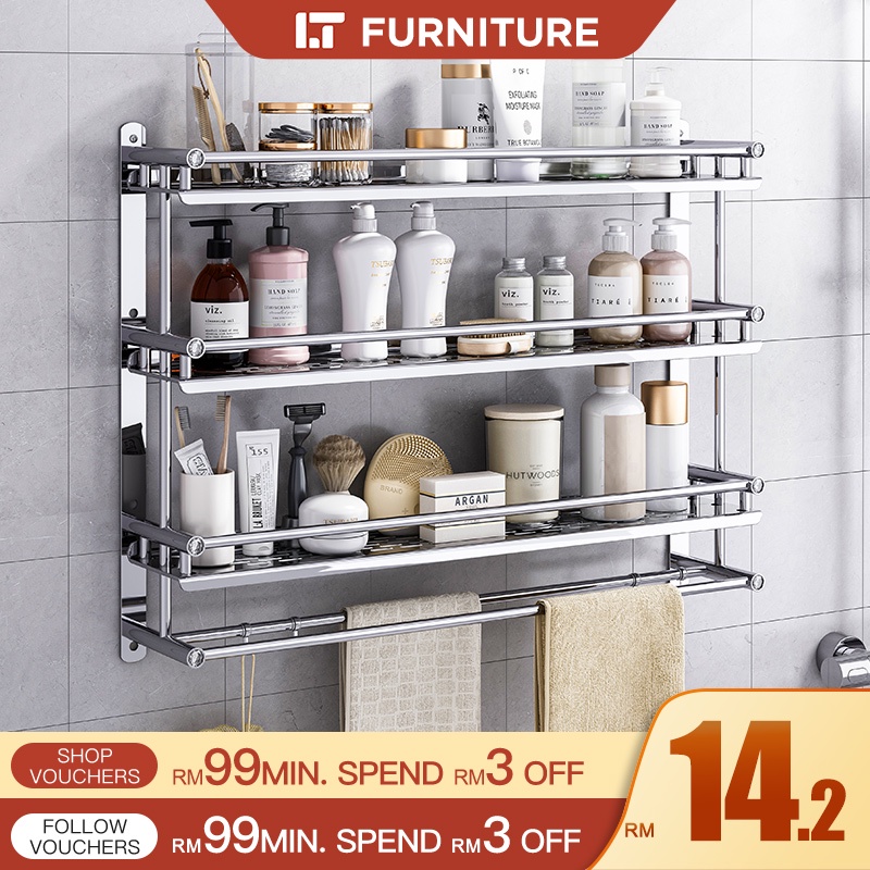 LITAI Stainless Steel Bathroom Storage Rack (40cm/50cm/60cm/80cm