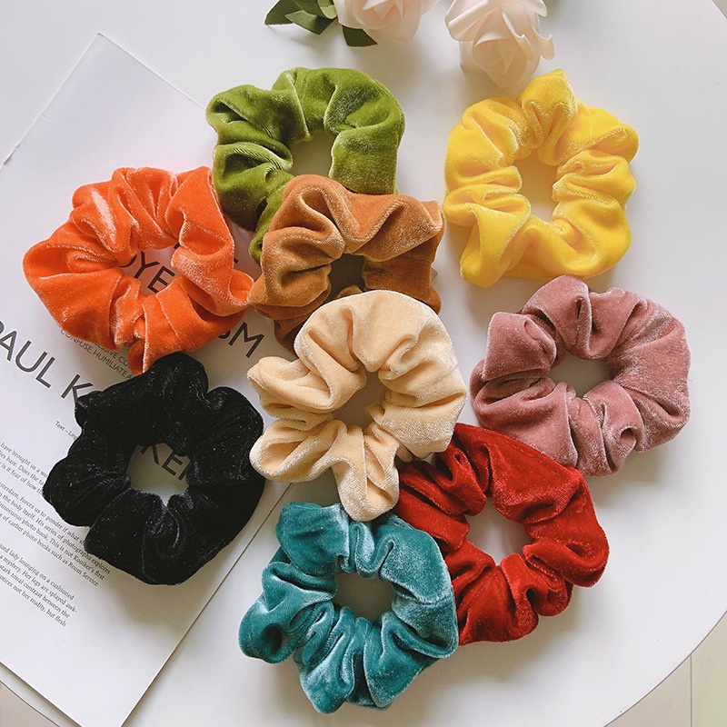 READY STOCK !! Retro Velvet Scrunchies Large Intestine Hair Band Woman Getah Rambut Hair Rope Hair Tie Hair Accessories