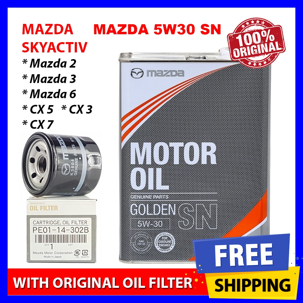(With Original Oil Filter) MAZDA GOLDEN 5W30 SN Synthetic Engine Oil ...
