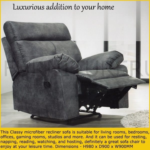 Classy Premium Microfiber Manual Reclining Single Sofa. Only Available