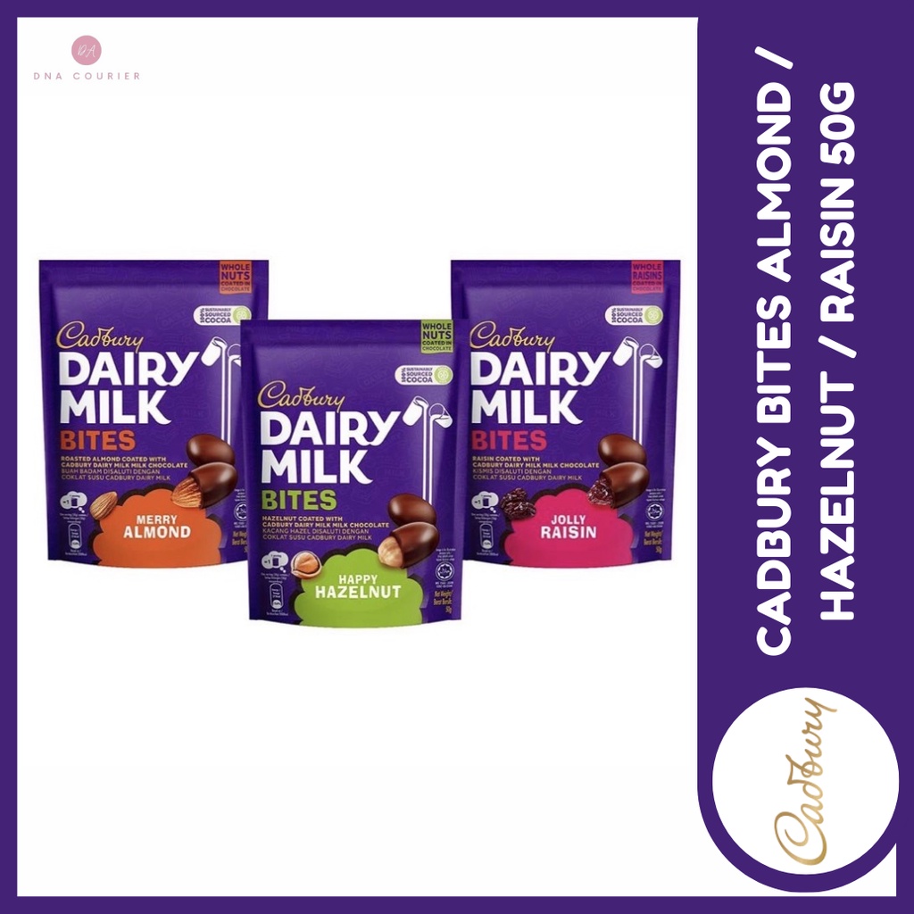 BUY AT YOUR OWN RISK - Cadbury Bites Merry Almond/ Jolly Raisin / Happy Hazelnut 50g
