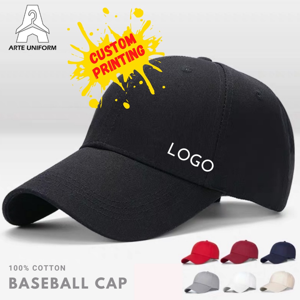 CUSTOM LOGO CAP // Cetak Logo Design Cap Custom Printing Plain Baseball High Quality Cap Topi