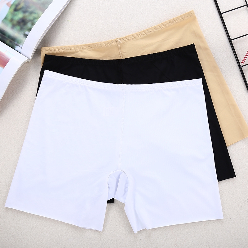 Ladies Safety Panties Seamless Ice Silk High Waist Underwear Solid