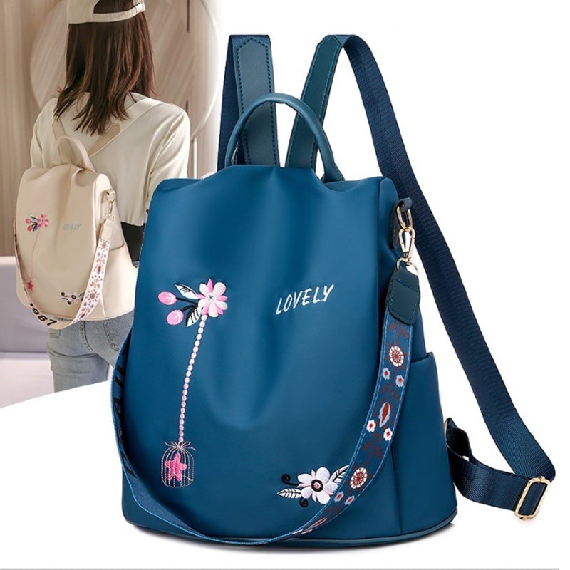 Ready Stock Bag Pack Women Backpack Waterproof Bag Anti-thef Elegant Floral Galas Wanita Beg Pack