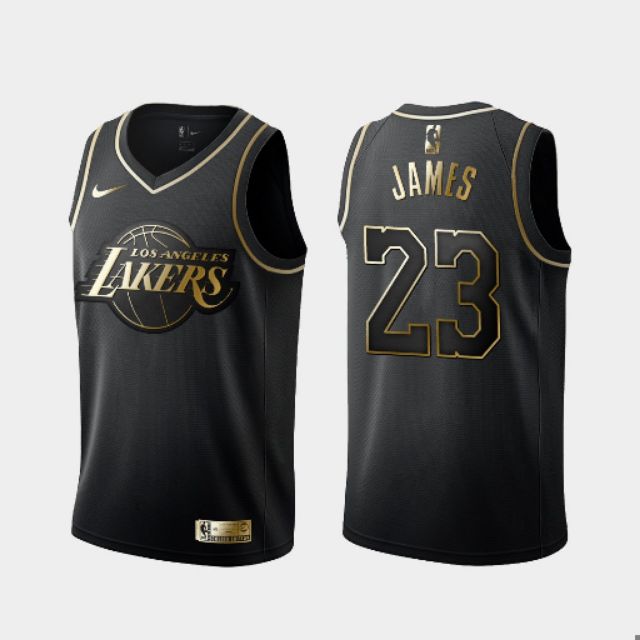 [New] NBA LA Lakers LeBron James #23 Black Gold series Jersey 19/20 ...