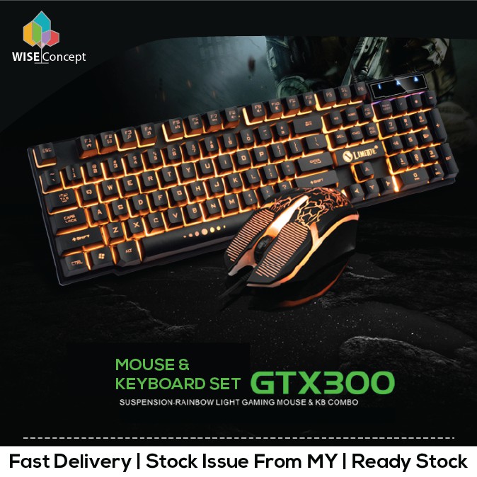 [MALAYSIA READY STOCK] GTX300 Gaming Keyboard & Mouse Set Combo Limeide