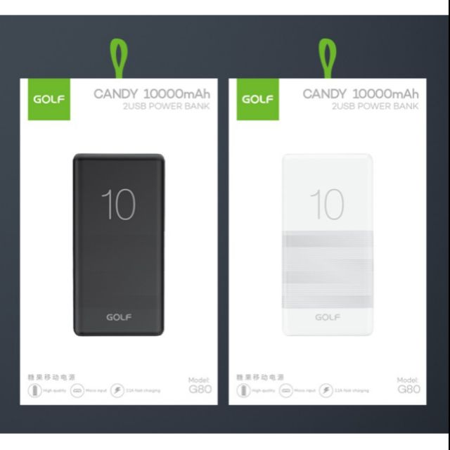 Golf G80 Candy 10000mAh 2 USB Power Bank Shopee Malaysia