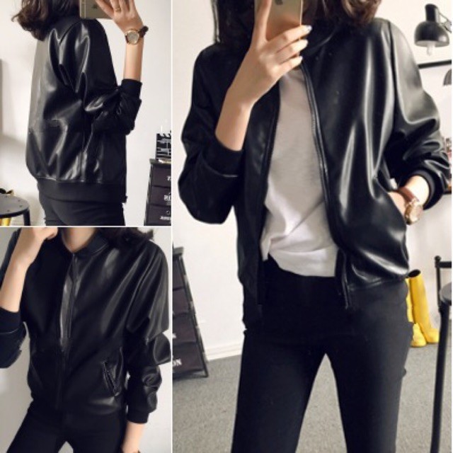 【MSIA READY STOCK】Women Black Leather Jacket