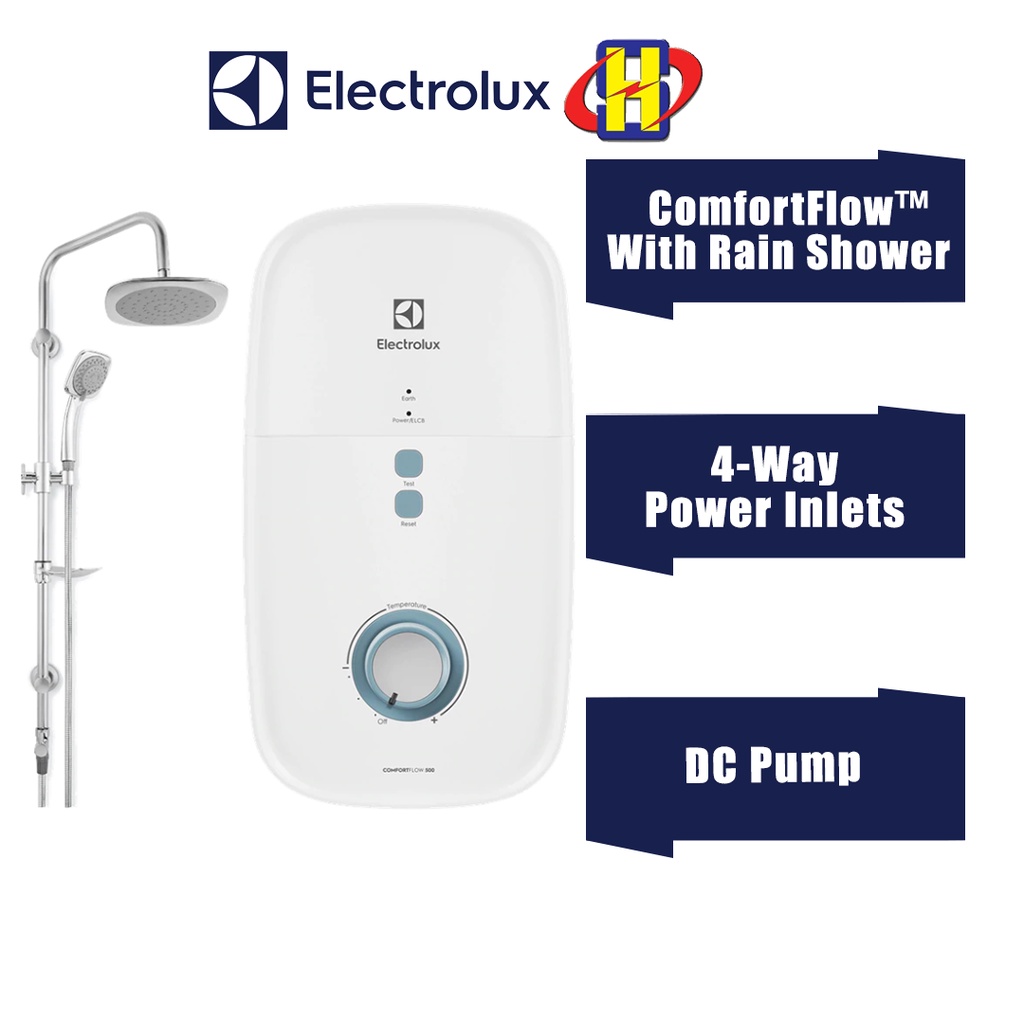 Electrolux Instant Water Heater (DC Pump) ComfortFlow™ 500 With Rain Shower EWE361KB-DWB1