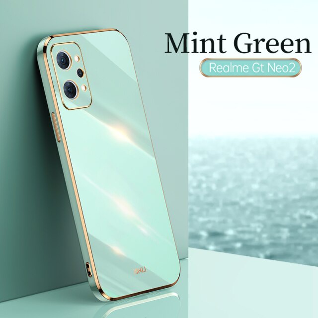Luxury Glossy Square Plating Phone Case On For Realme GT Neo 2 Neo2 2T GT  5G ShockProof Soft TPU Back Cover Phone Cases | Shopee Malaysia