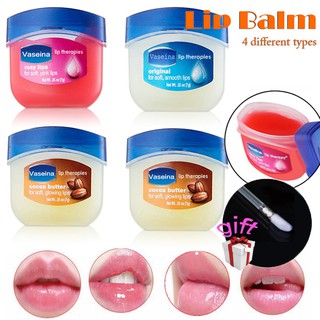 4 Colors Vaseina Lip Therapy with Free Gift Lip Brush Moisturizing Lasting Long Lip Balm Smooth Lip Fine Lines Wrinkles Refresh Nourish Lip Gloss