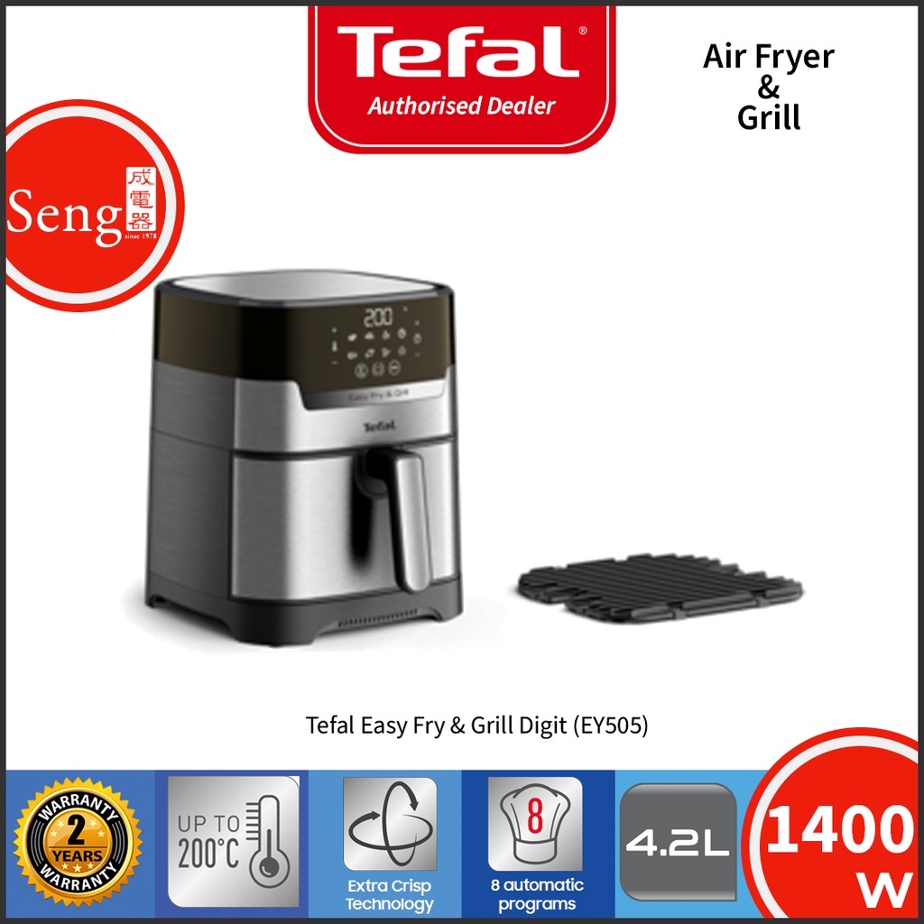 Tefal Air Fryer 4.2L Easy Fry & Grill Digit Deluxe EY505D27 EY505D High ...