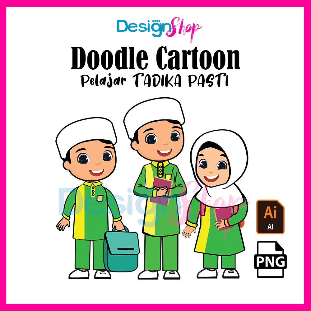 DESIGN ONLY,,  DOODLE CARTOON TADIKA  Design Mudah & Murah  [Adobe Illustrator]