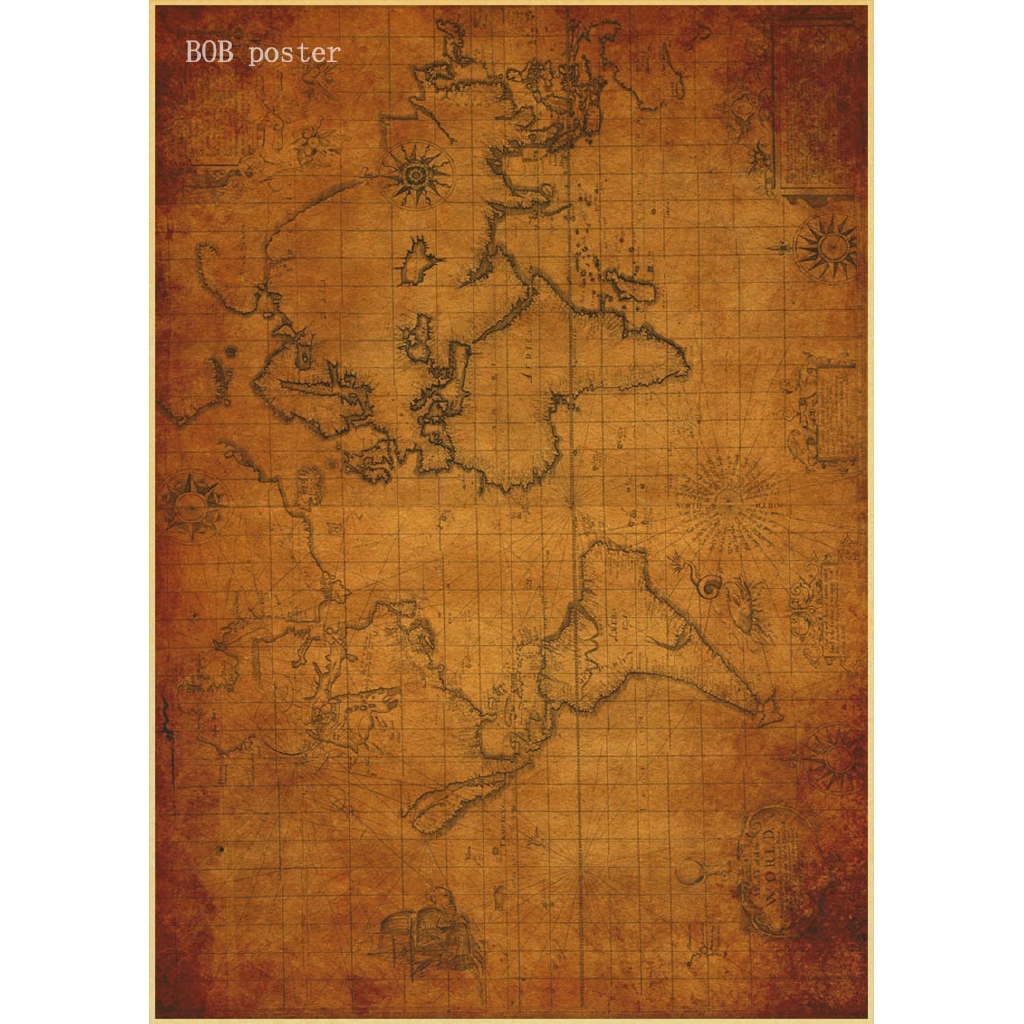 Vintage poster Ancient Old City World Maps Middle Earth old Map Poster  Retro Kraft Paper Home Decor Wall Sticker | Shopee Malaysia