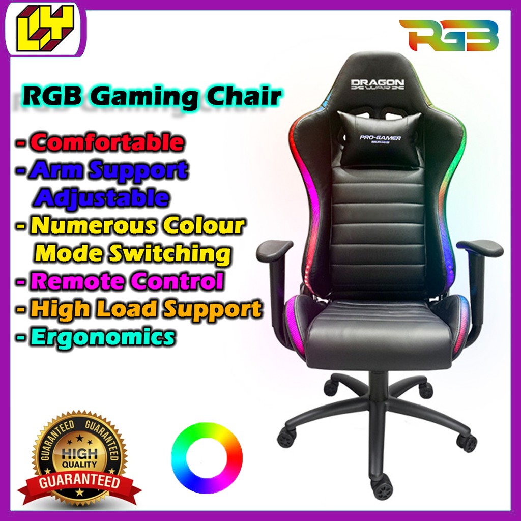 RGB Gaming Chair Ergonomics Professional Gamer PU Leather Racing Seat Executive Colour Flowing Effect Remote Control