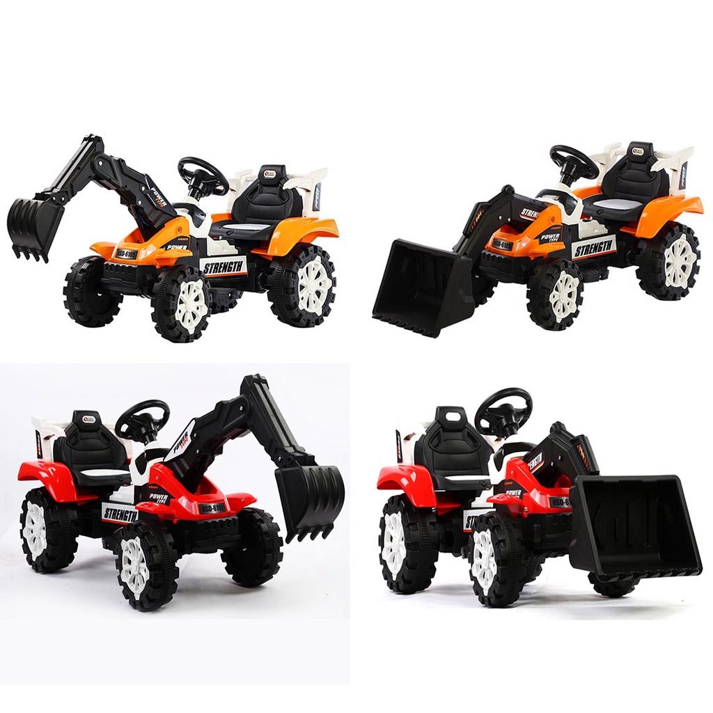 UTOYS Kids Rechargeable Electric Excavator And Backhoe Loader Ride On