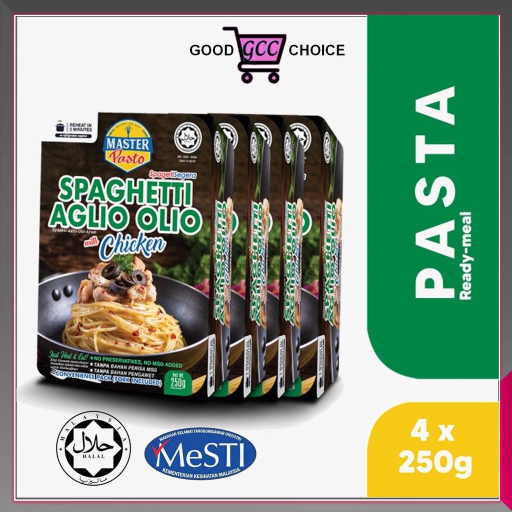 [4-Pack Bundle] 3-Minute Spaghetti Aglio Olio with Chicken Convenience ...