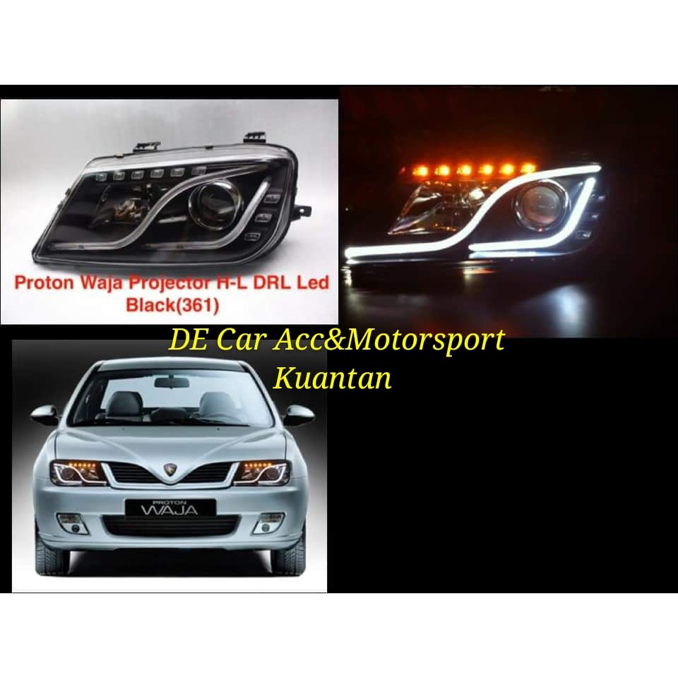 Proton Waja Projector Head Lamp DRL Led Black(1 Pair) | Shopee Malaysia
