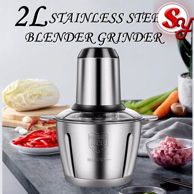 (2 LITER) Stainless Steel Mixer & Blender Food Chopper Electric Meat Grinder Food Processor Pengisar Daging Sayur