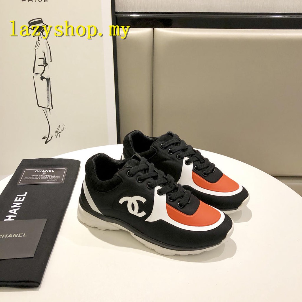 black and orange chanel sneakers