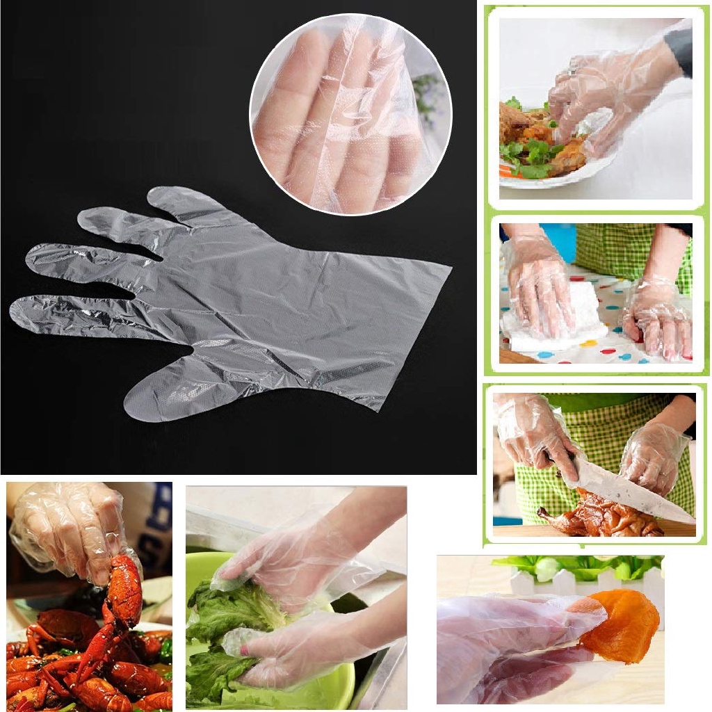 Exceart 100pcs Disposable Gloves Clear Plastic Waterproof Gloves Multipurpose Gloves for Cleaning Washing Working Cooking Black Size S 