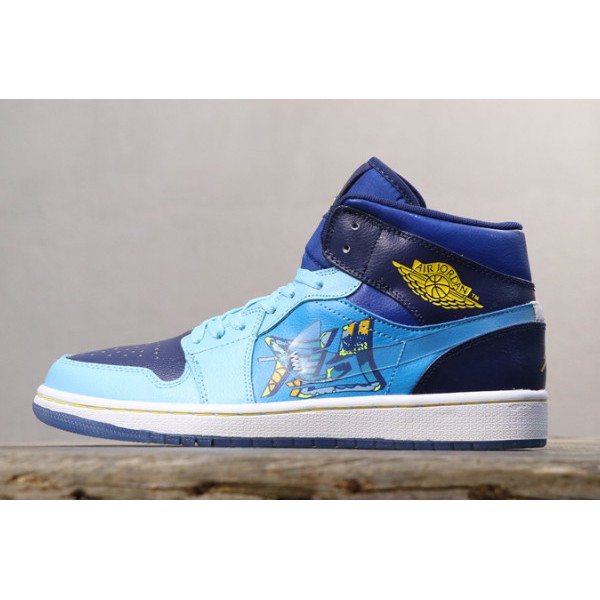 blue and yellow jordan 1