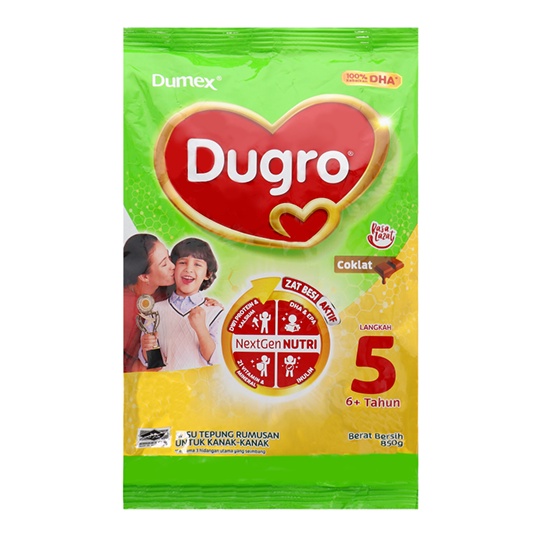 Dumex Dugro Langkah 5 Coklat, Step 5 Chocolate Flavor Milk Powder For