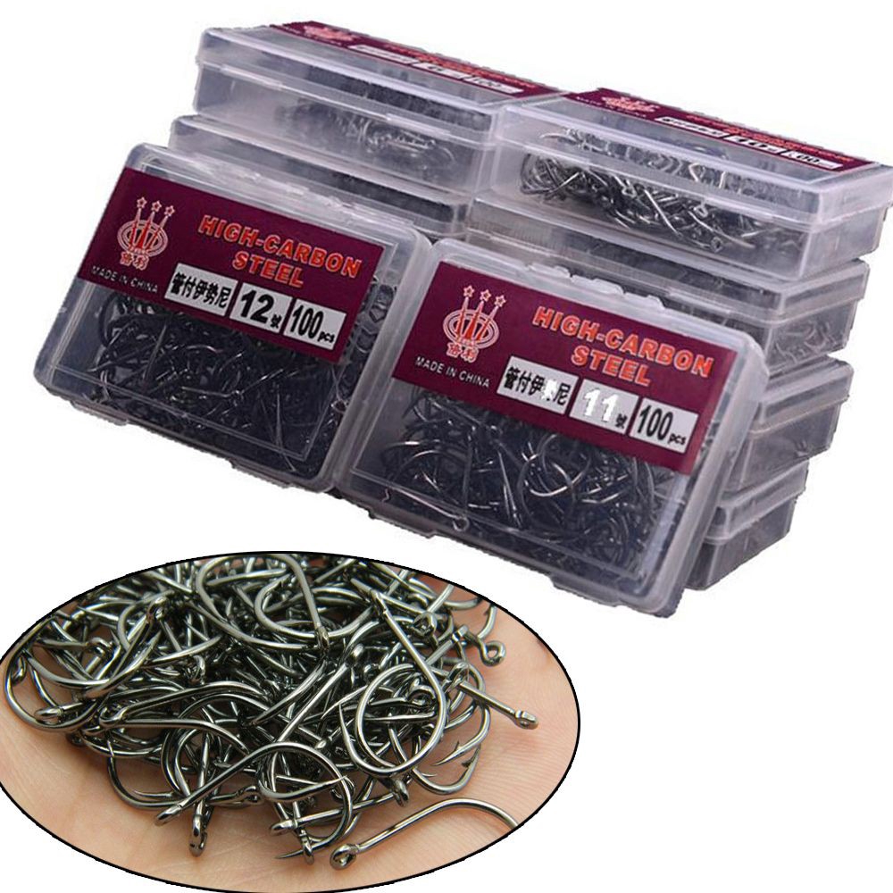 Fishing Hook 100pcs Fishing Hooks Set Carbon Steel Single