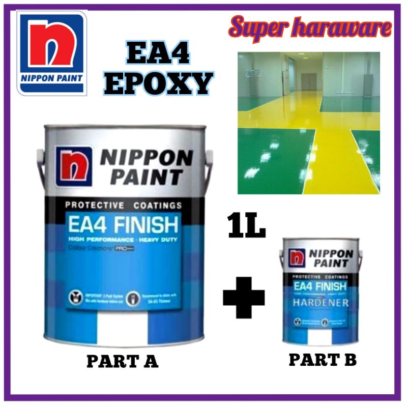 1L NIPPON PAINT EA4 EA 4 Finish Epoxy with Hardener Cat Lantai/Nippon
