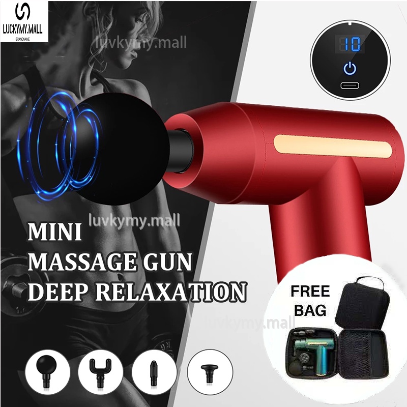 Portable Massage Gun Electric Neck Back Foot Massager Machine Vibrator LCD Booster Muscle Massager Relief Pain Therapy