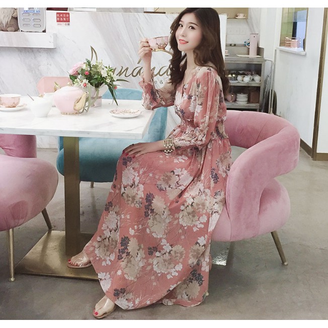 korean floral maxi dress