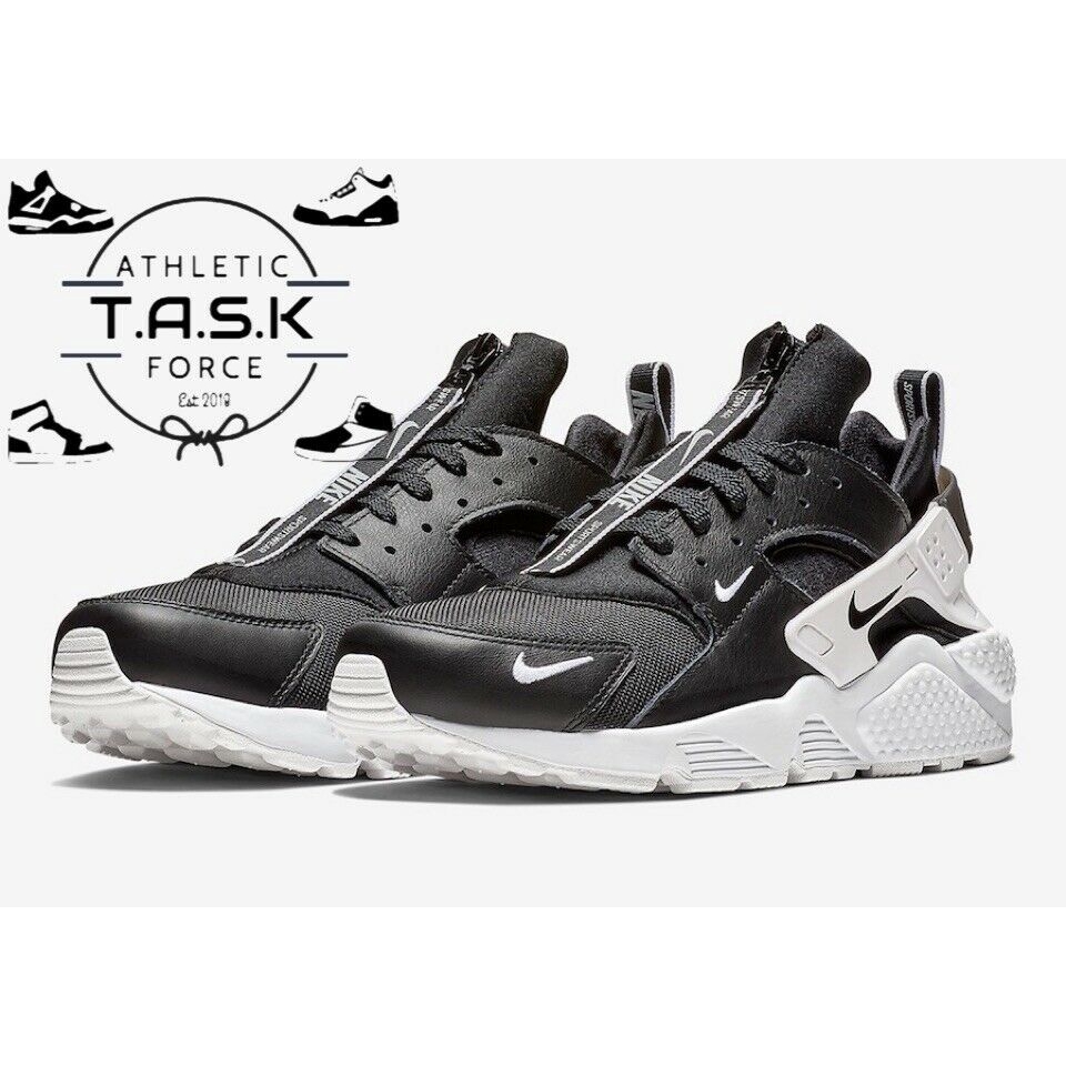 nike air huarache run prm zip black white