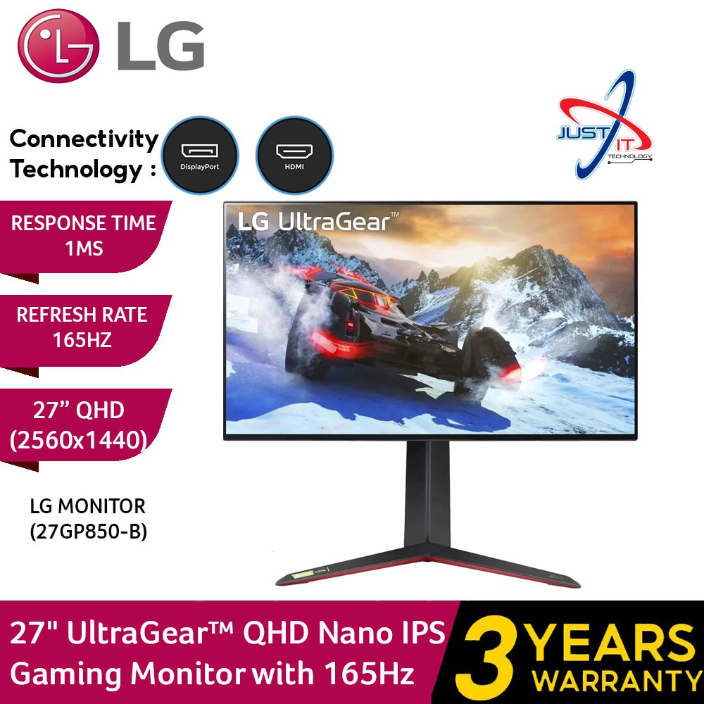 Lg Ultra Gear 27gp850 27 Qhd Nano Ips 165hz 144hz 1ms Adaptive Sync Gaming Monitor Shopee 6970