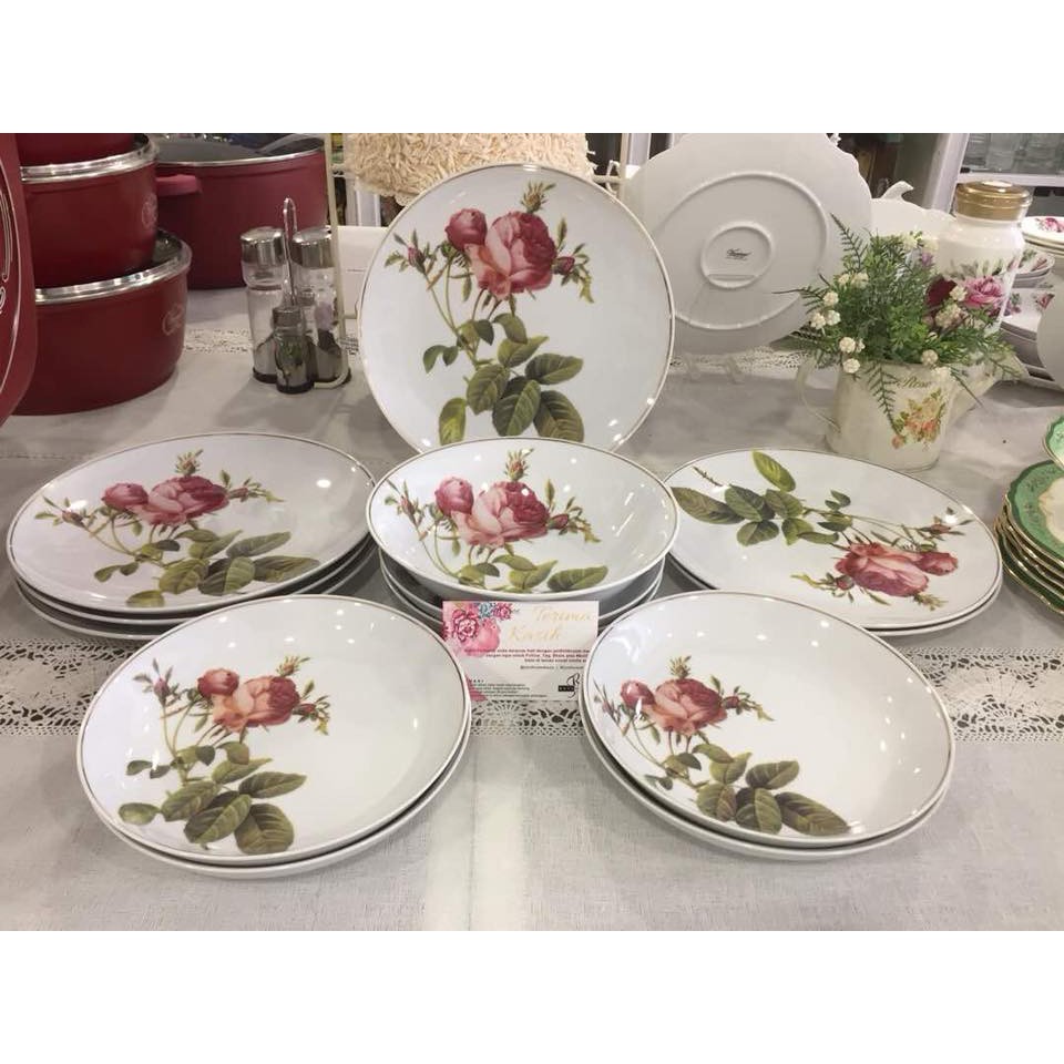 Vantage Original Set Makan Malam 13 Unit English Rose F4 Shopee Malaysia